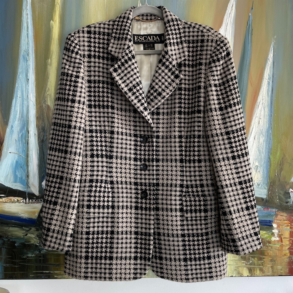 Escada houndstooth wool blazer jacket - Picture 6 of 13